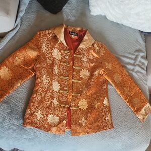 Elegant Orange and Gold Women's Kimono Excellent Cond.